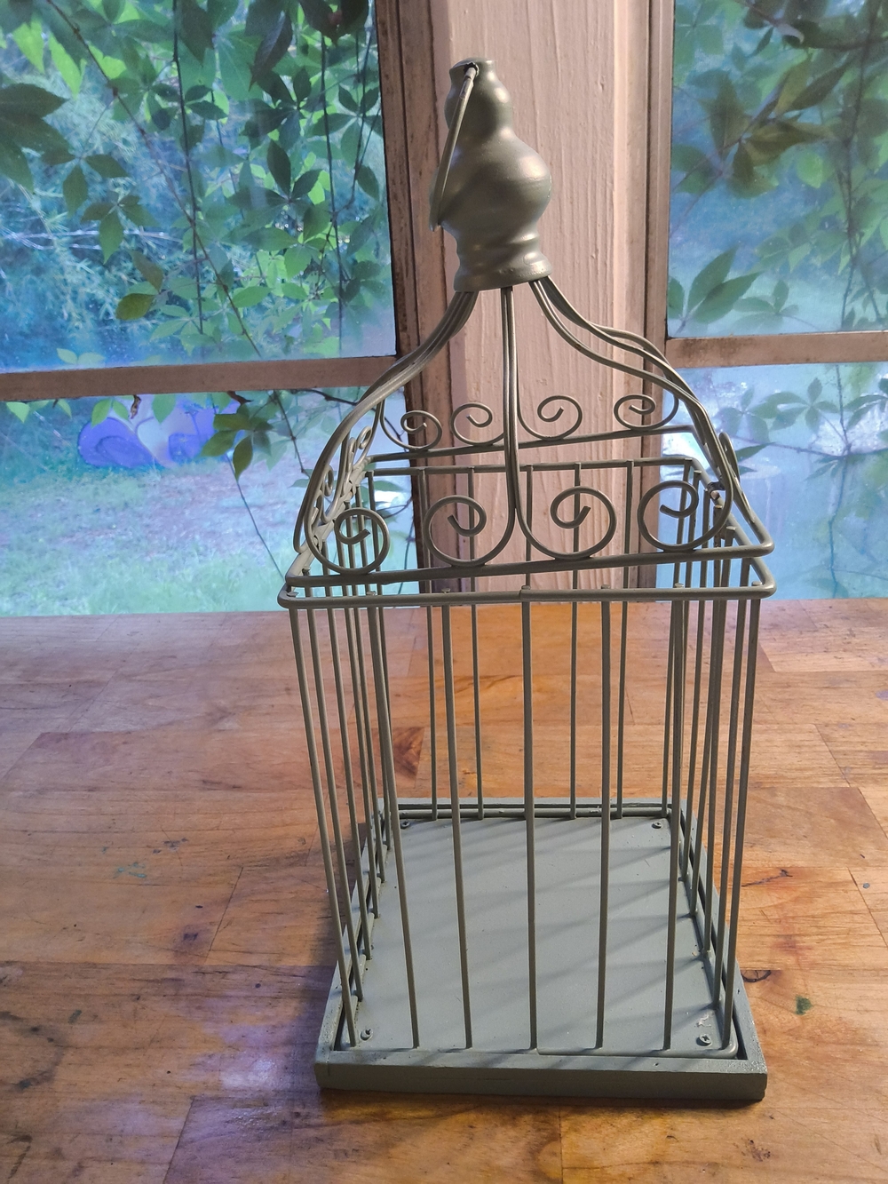 Decorative Metal Birdcage - Sage Green